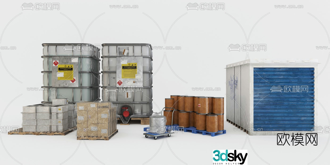 Industrial style warehouse cargo shelves 3 model