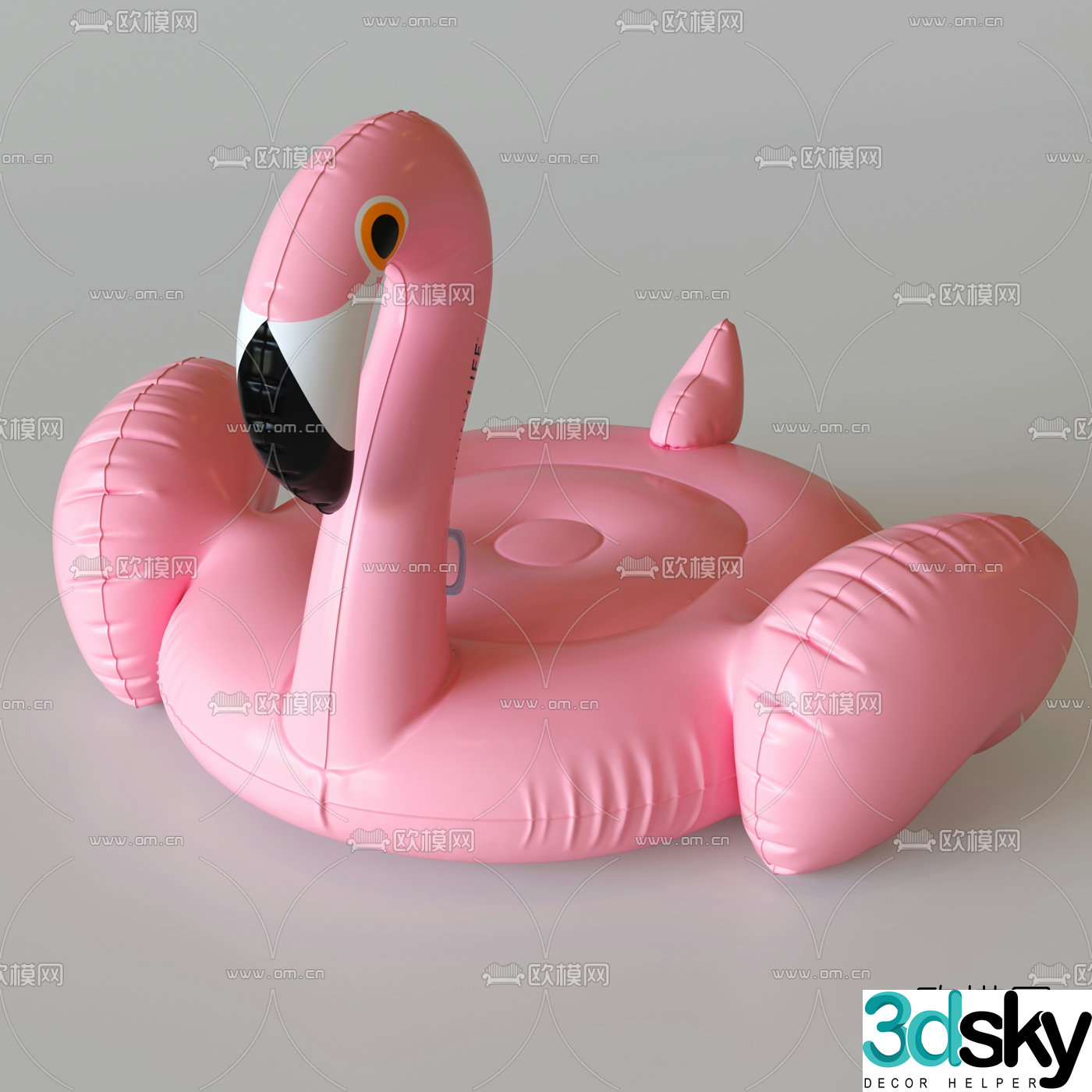 Modern flamingo swimming ring 3d model