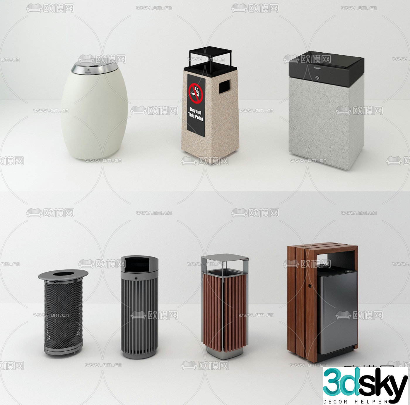 Modern outdoor trash can 3d model