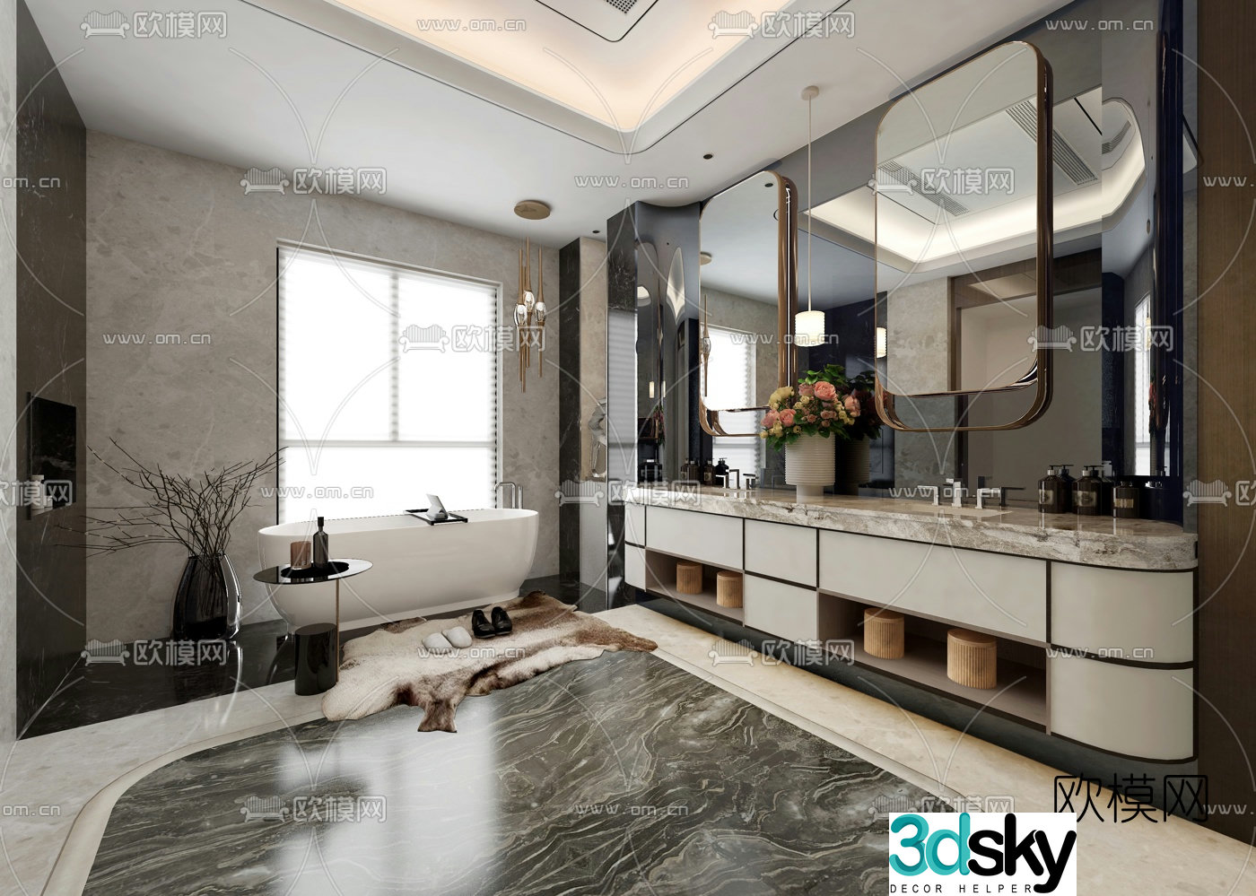 Matrix vertical and horizontal design modern light luxury toilet bathroom 3D model