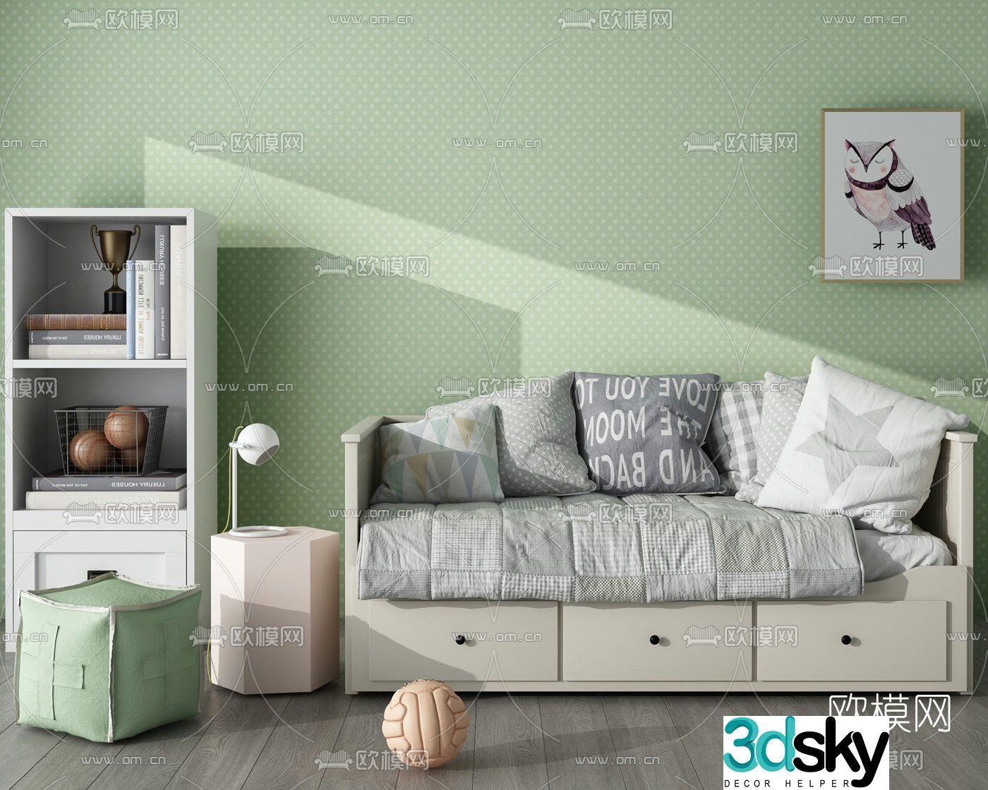 Modern children’s sofa bed 3d model