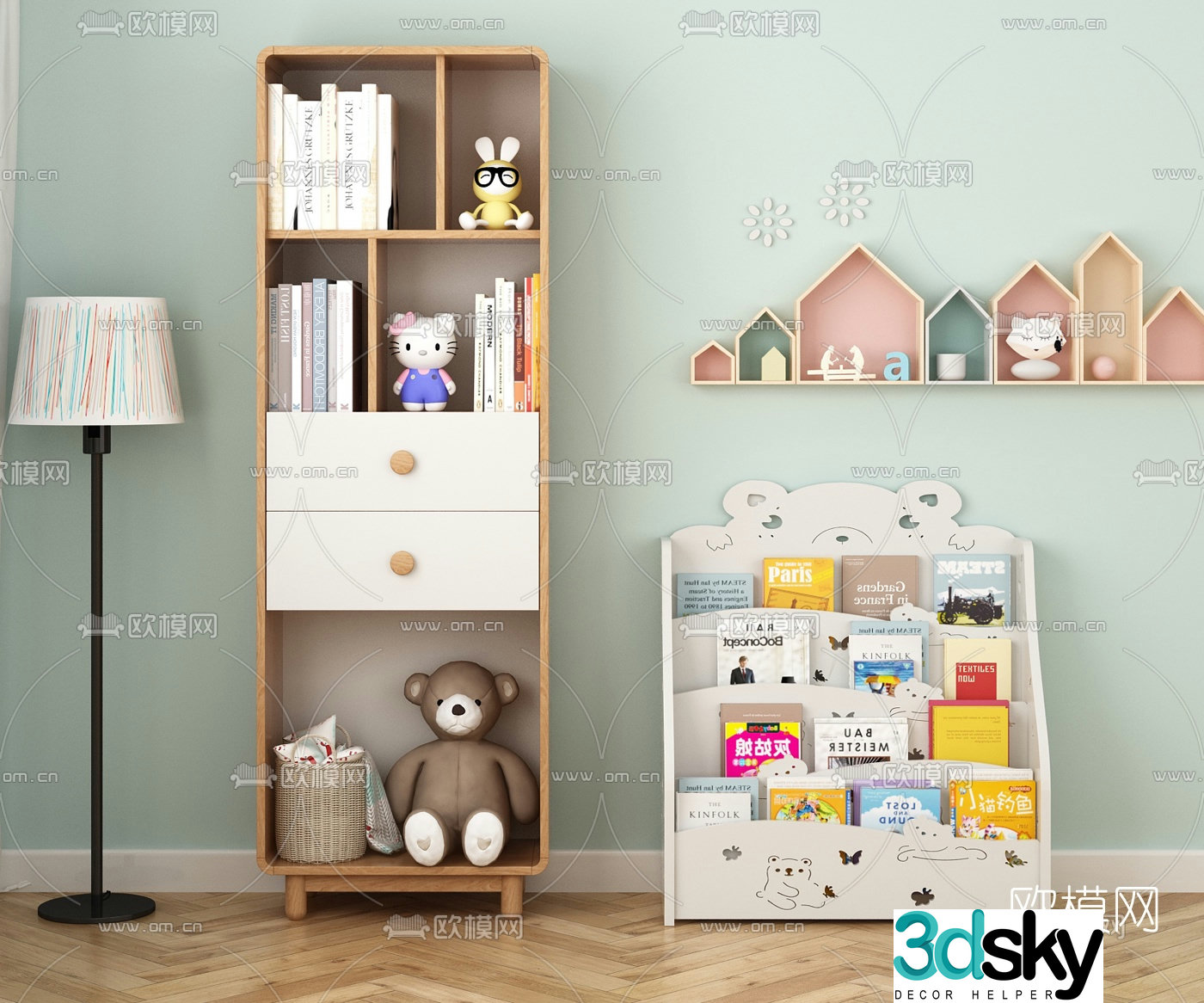 Nordic children’s bookcase 3d model