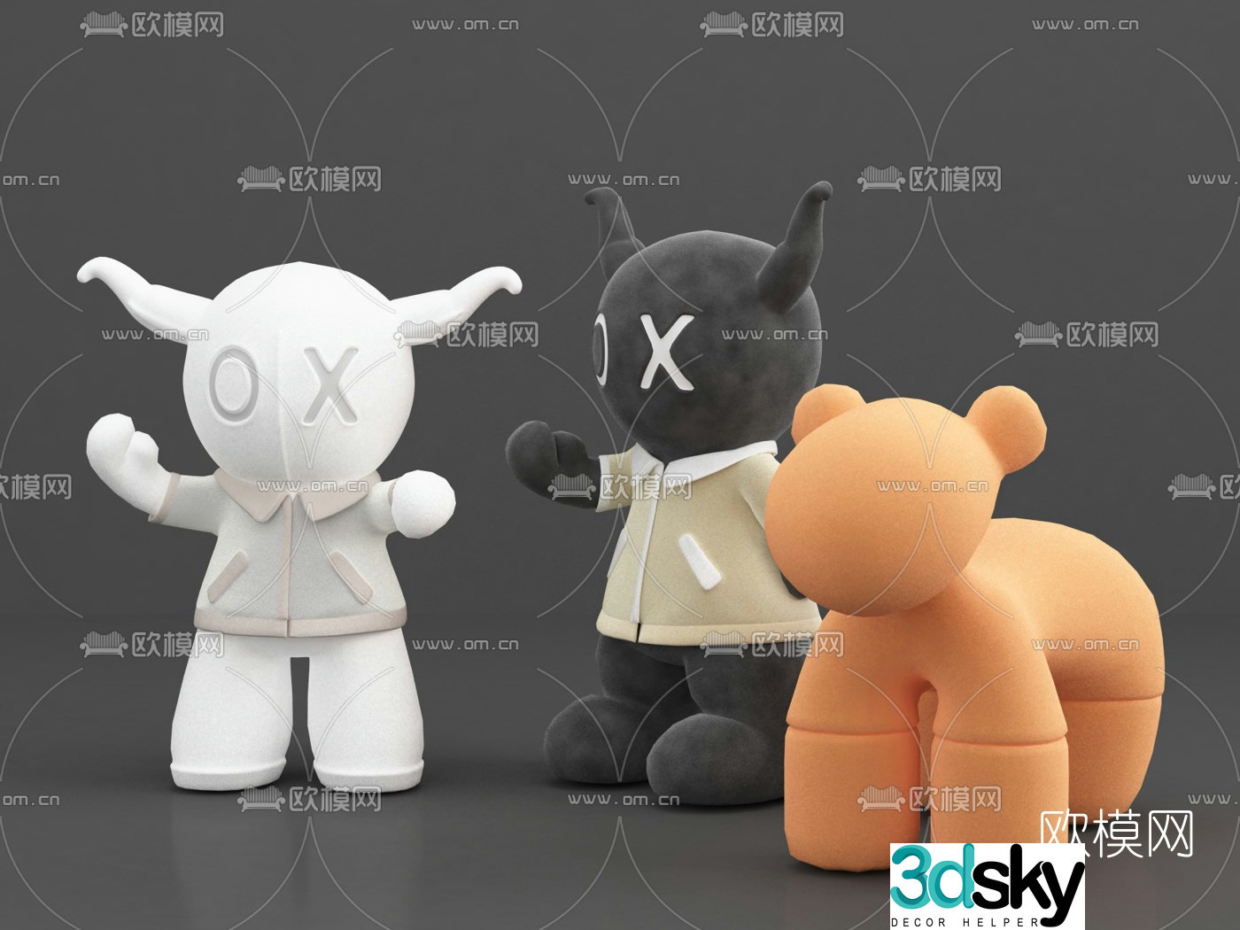 Modern XO doll toy 3d model