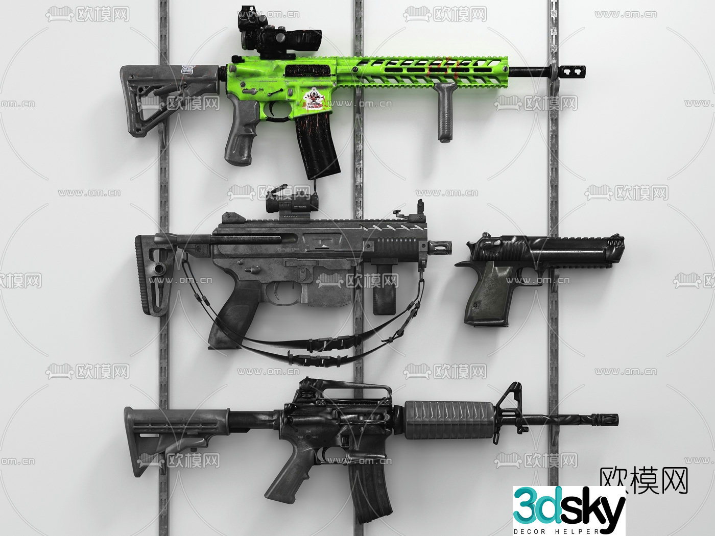 Modern pistol rifle 3d model