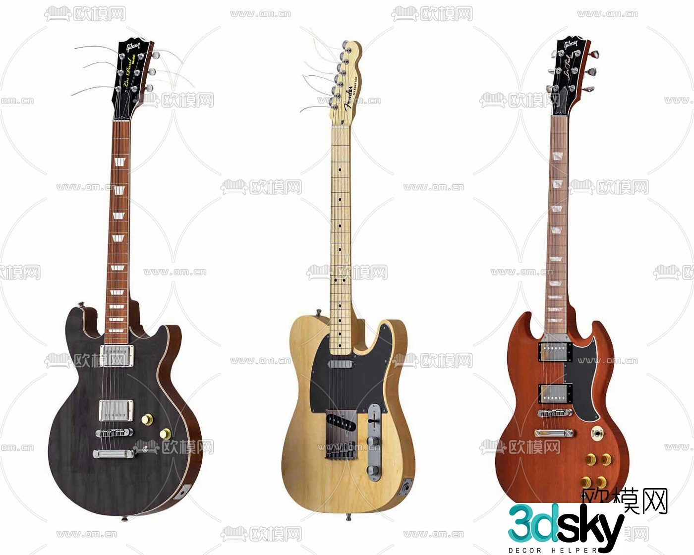 Modern guitar combo 3d model