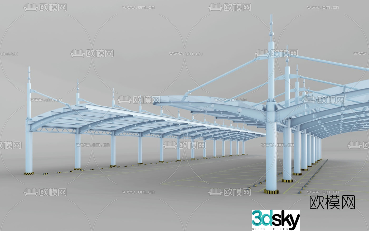 Modern parking space carport 3d model