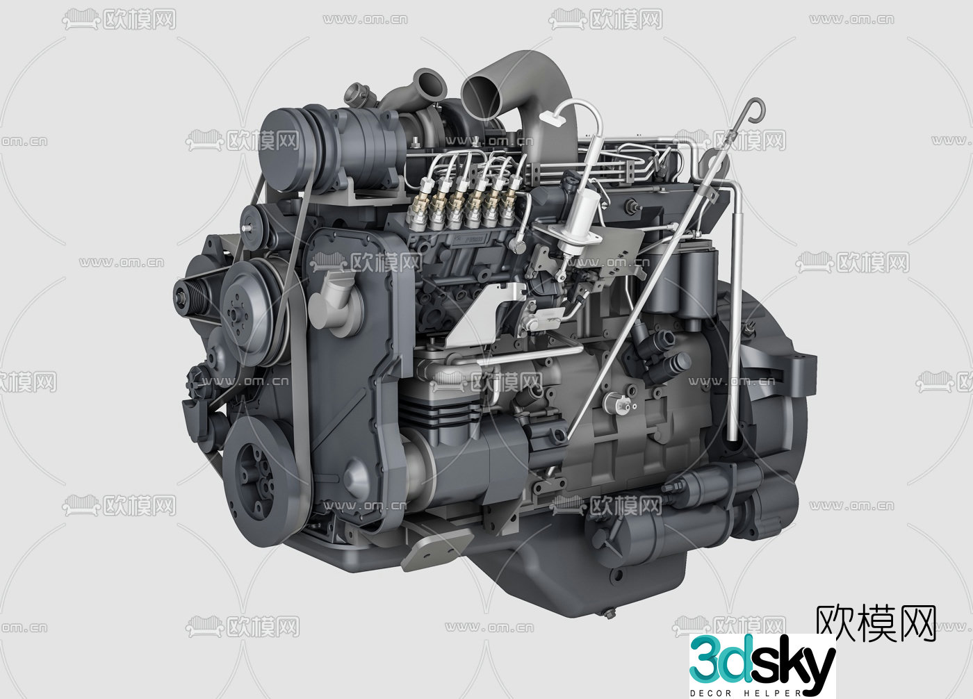 Modern high performance turbocharged engine engine 3d model