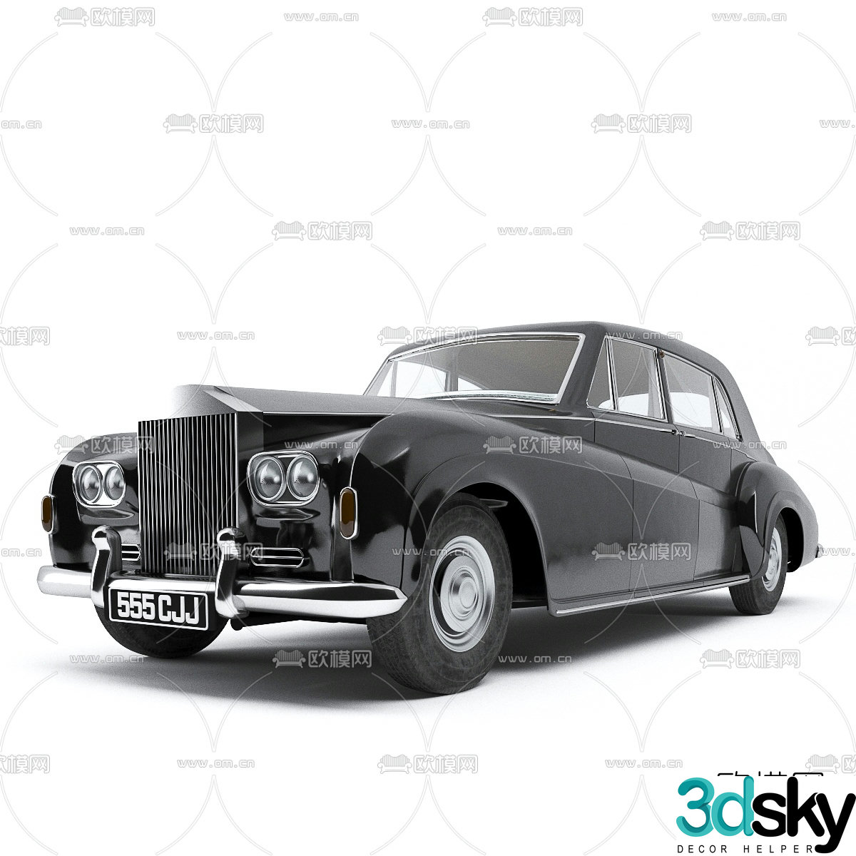 European retro classic car 3d model