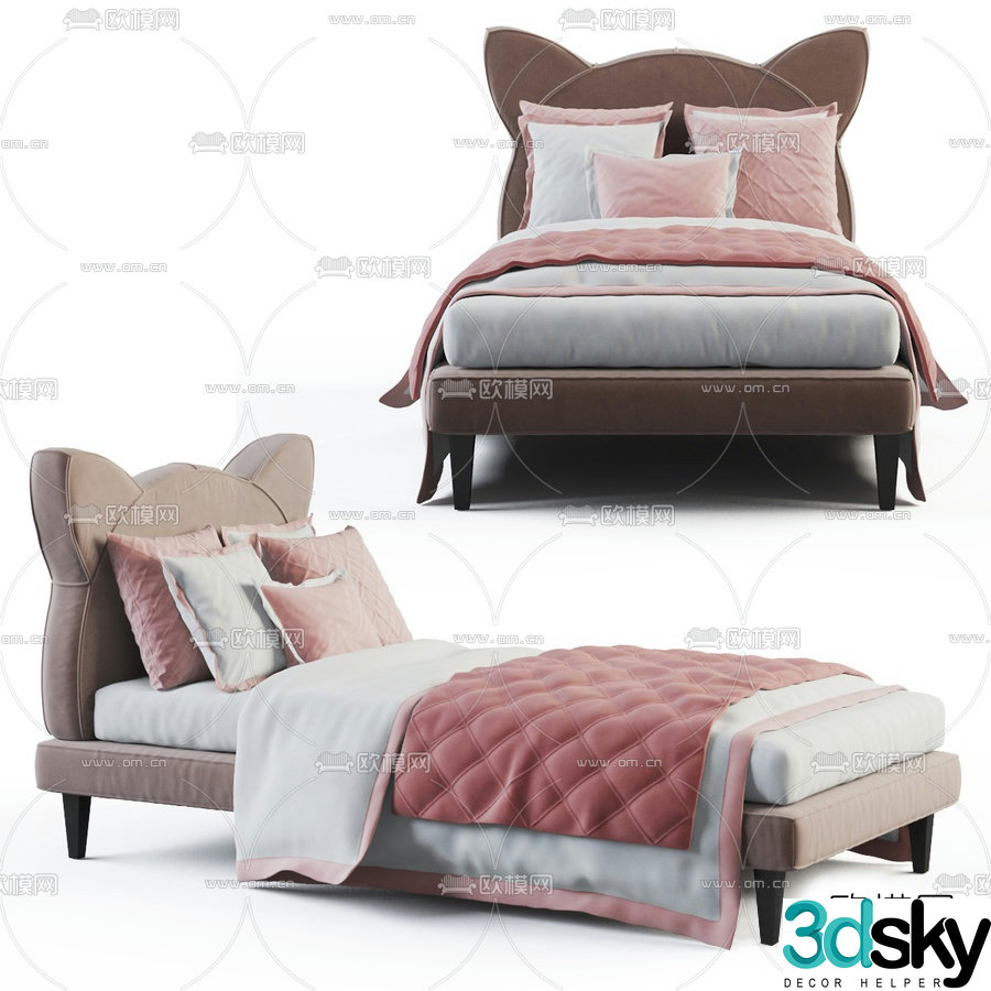 Modern fabric children’s bed 3d model
