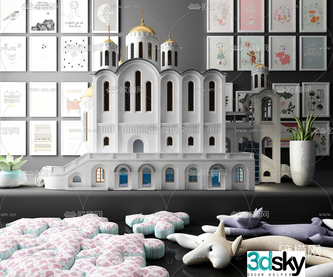 Modern doll castle toy 3d model