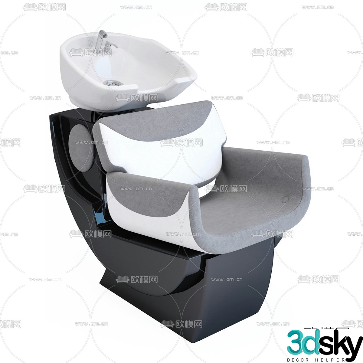 Modern barber shop shampoo chair 3d model