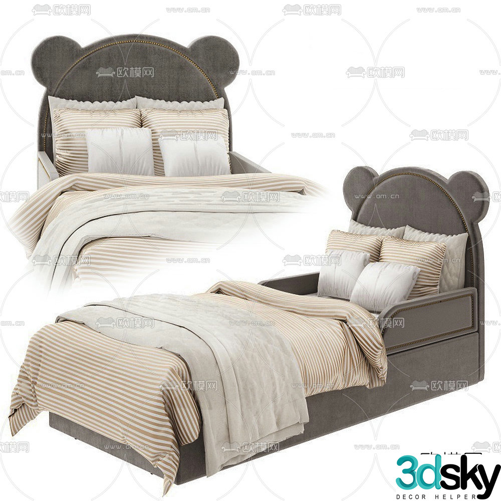 Modern fabric children’s bed 3d model