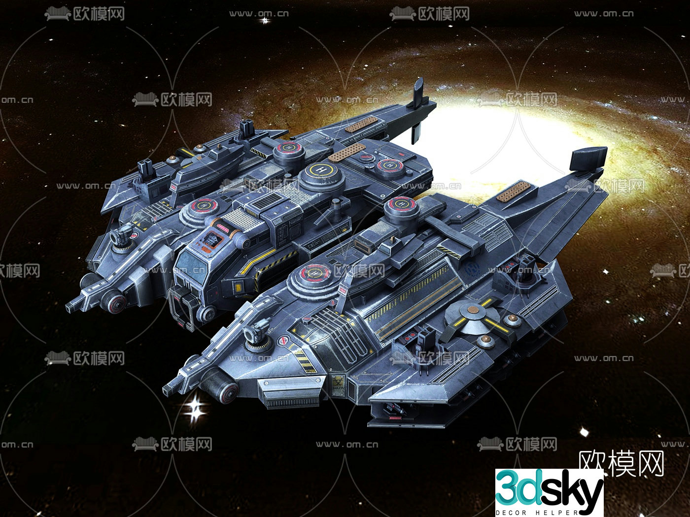 Modern sci-fi spaceship 3d model