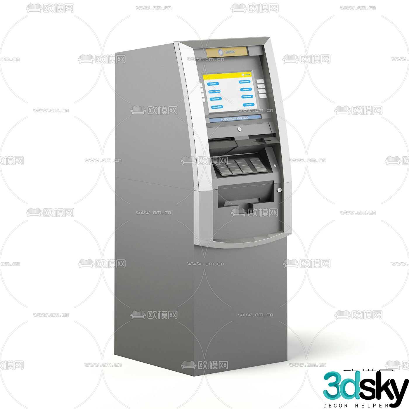 Modern ticket vending machine 3d model