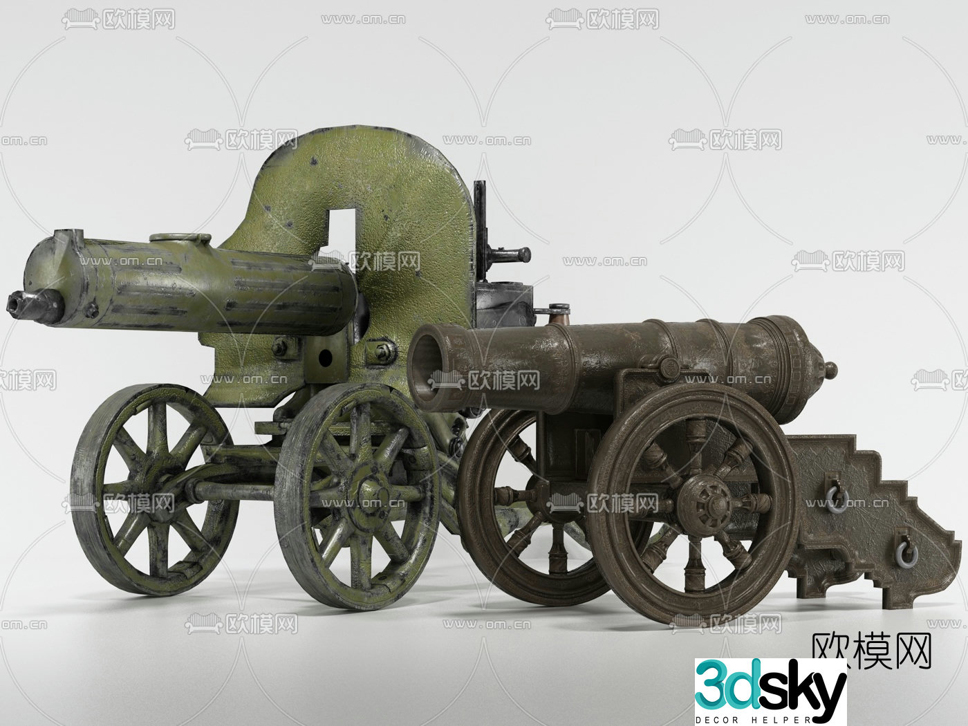 Industrial style military cannon 3d model