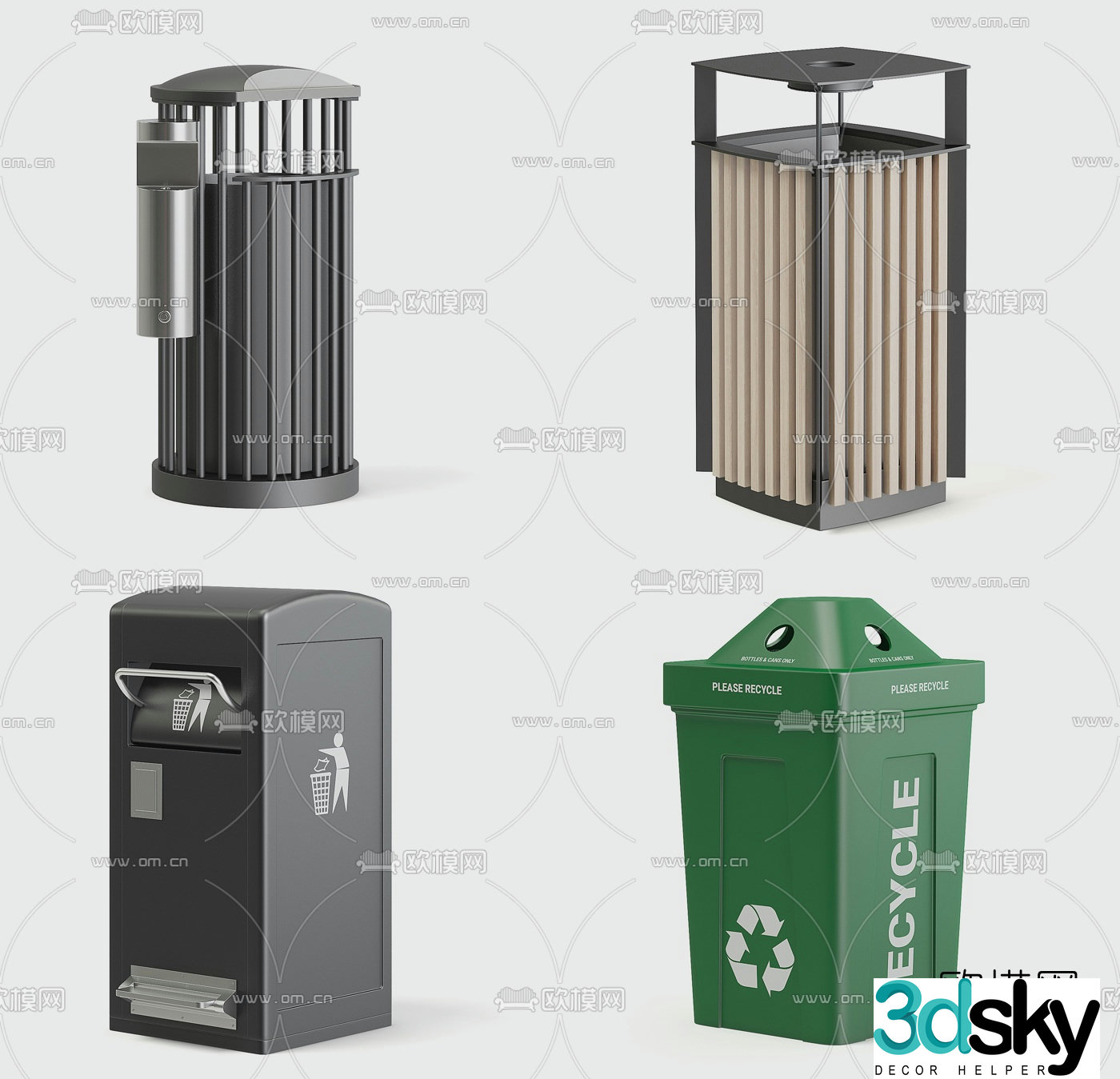 Modern public trash can 3d model