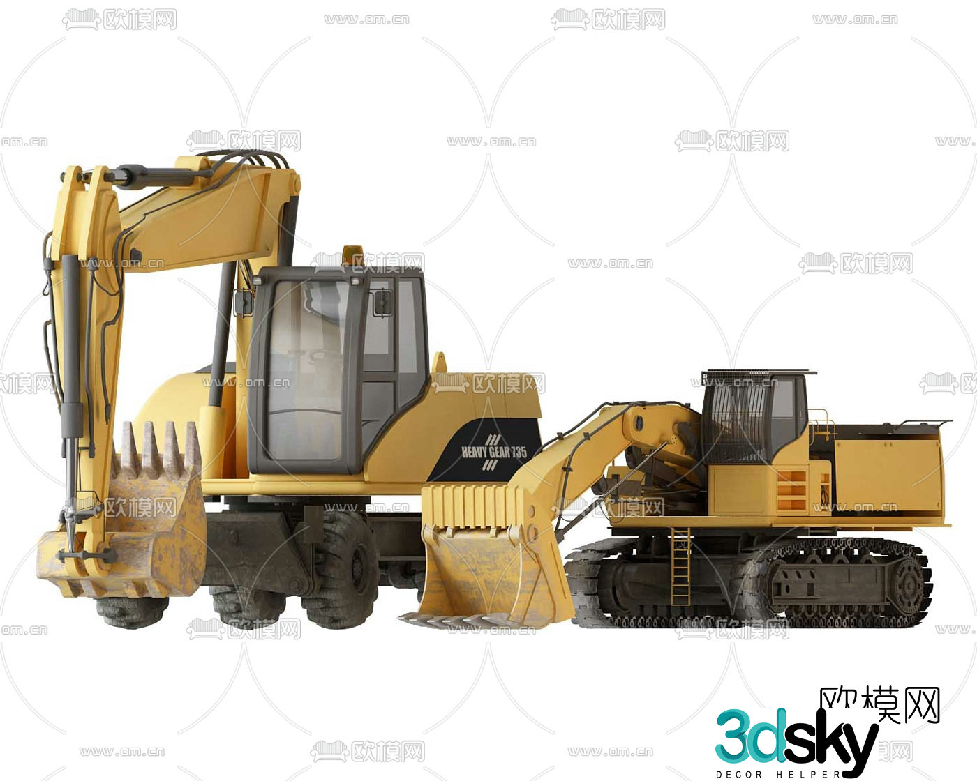 Modern excavator combination 3d model