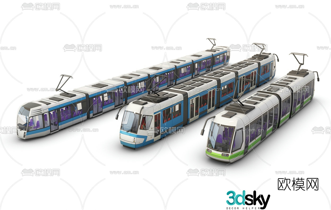 Modern urban rail train 3d model