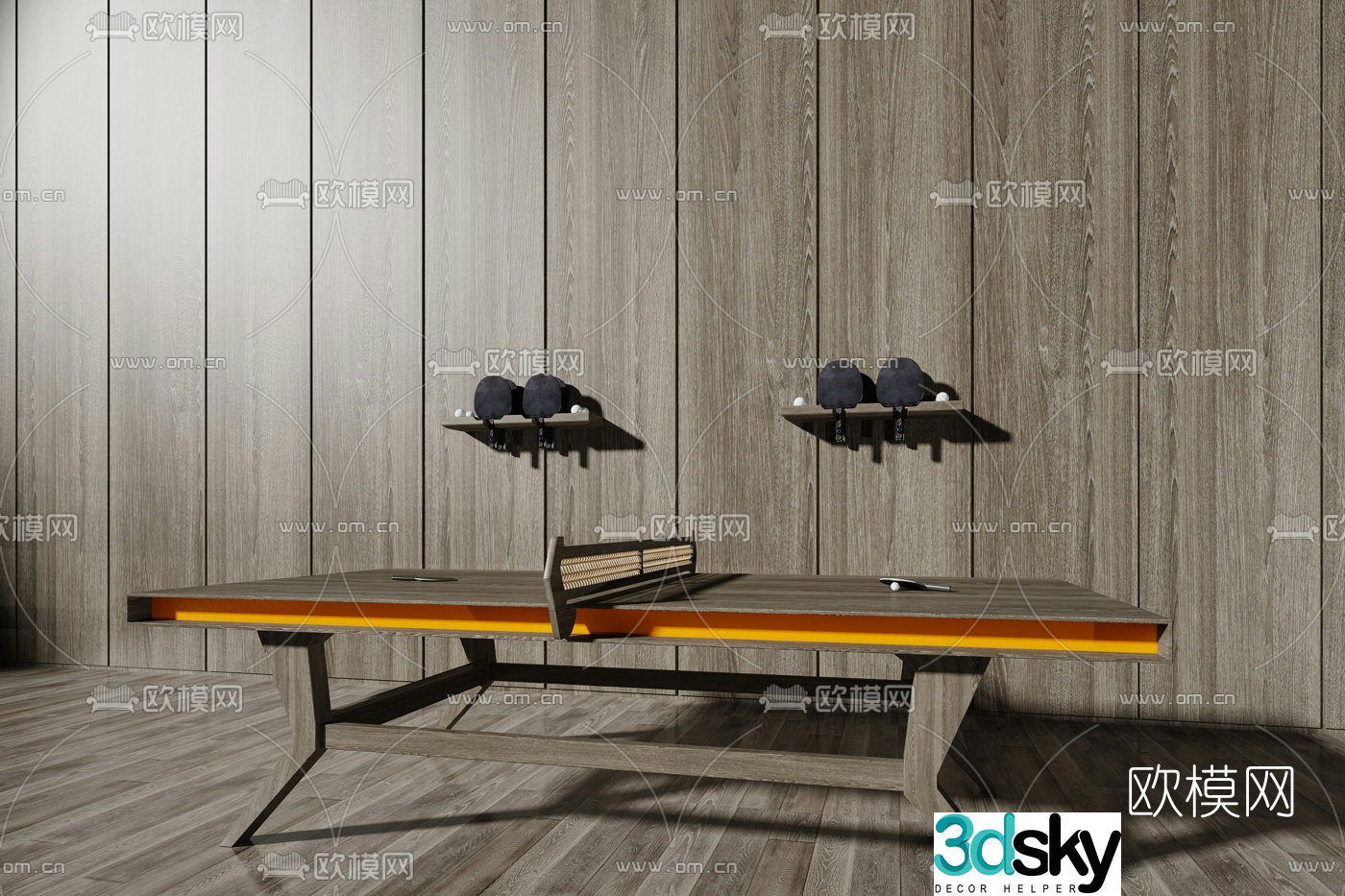 Modern solid wood table tennis table 3d model