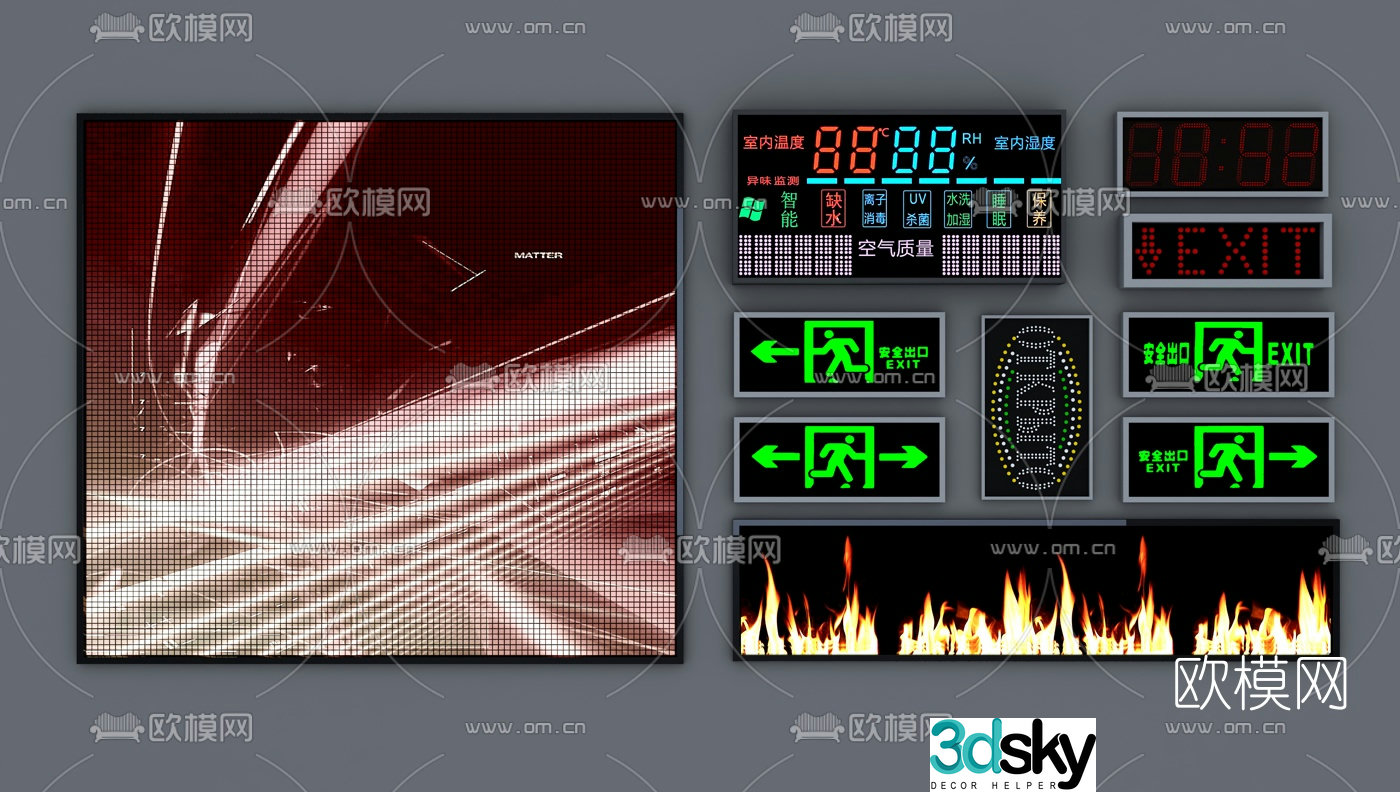 Modern LED electronic screen road sign 3d model