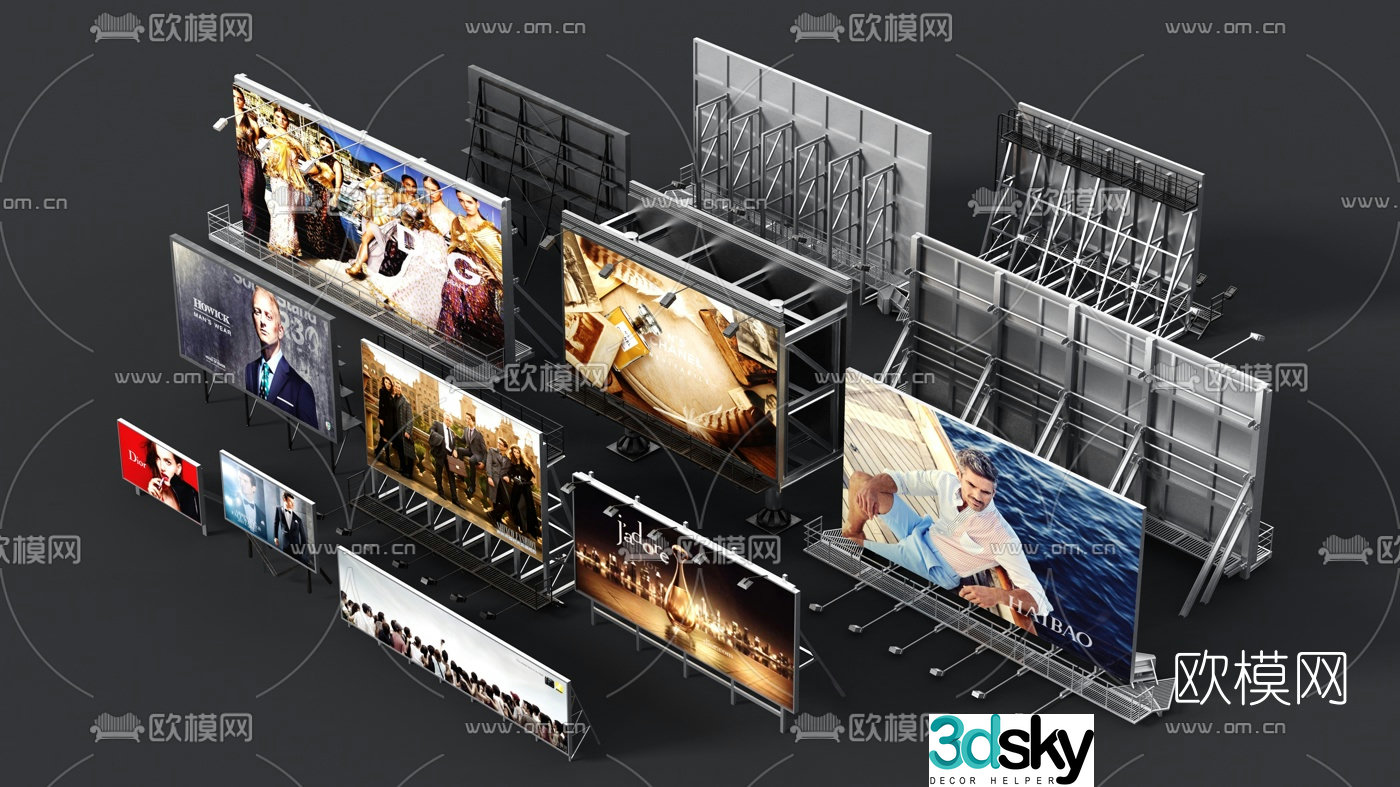 Modern wrought iron outdoor billboard 3d model