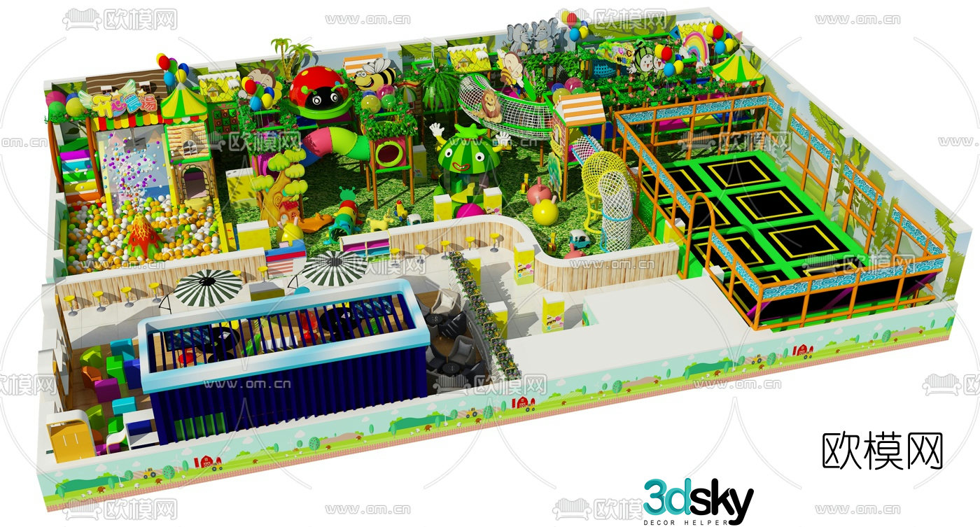 3D model of modern forest theme naughty castle children's playground facilities