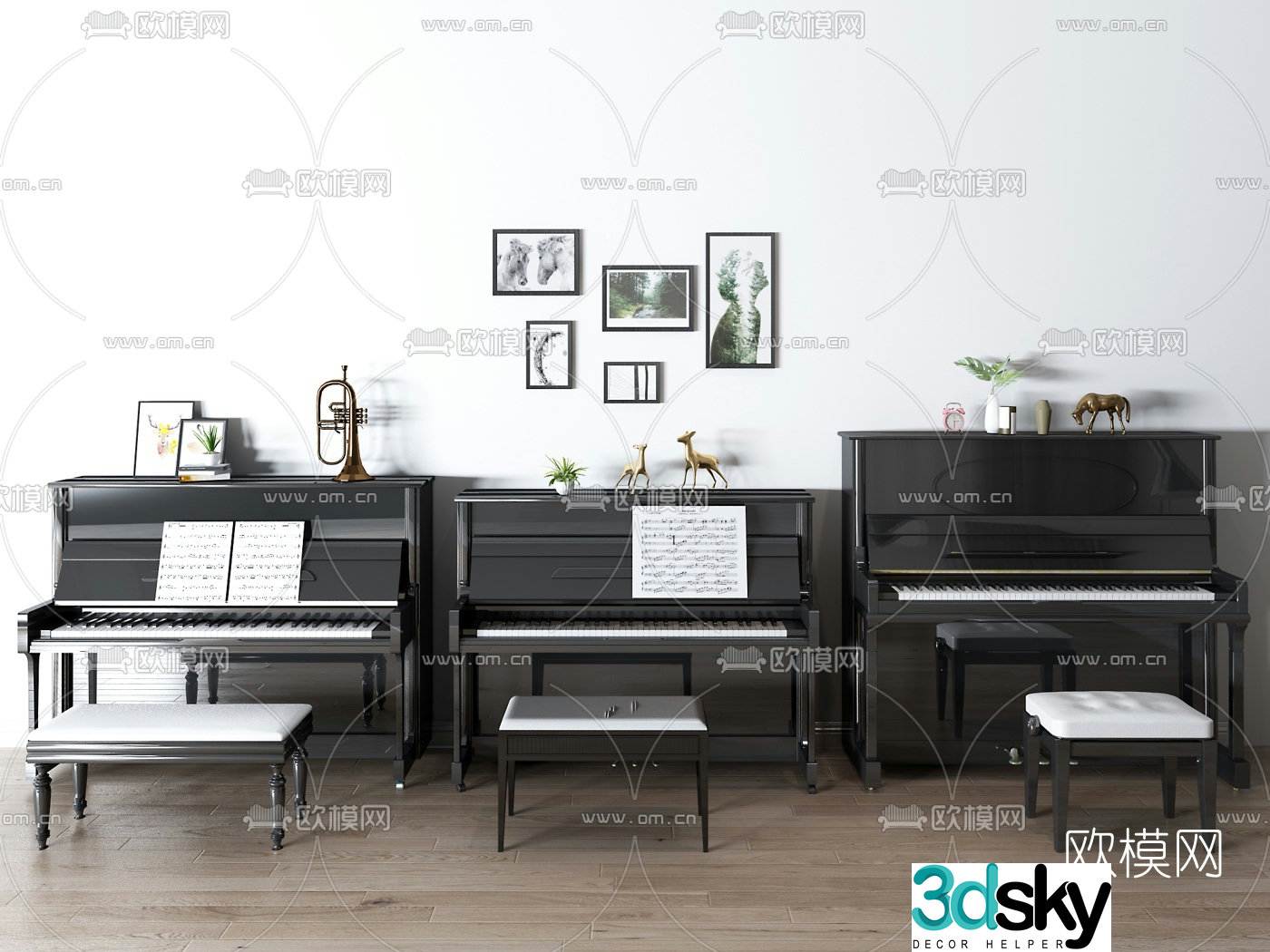Modern musical instrument piano 3d model