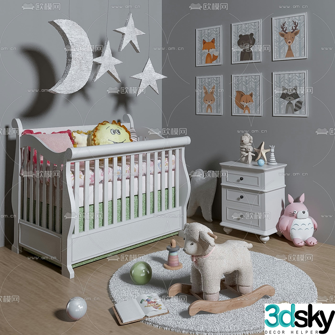 Modern crib soft furnishing 3d model