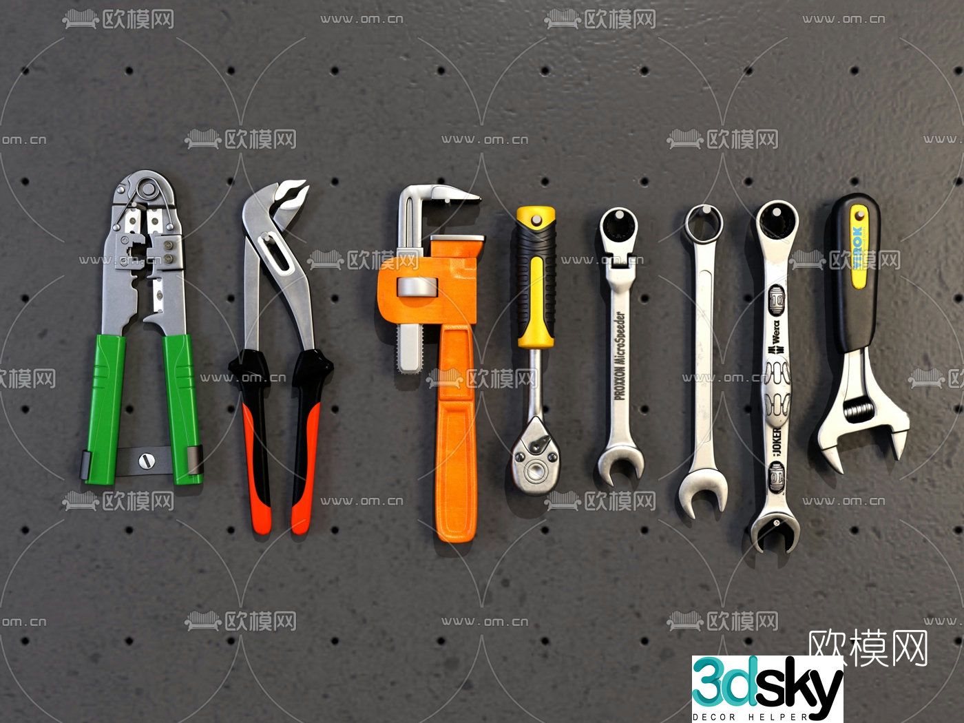 Industrial style hardware repair tools 3d model