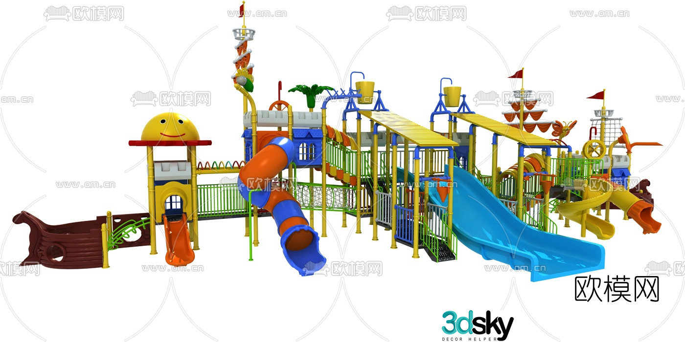Modern children's water slide 3d model
