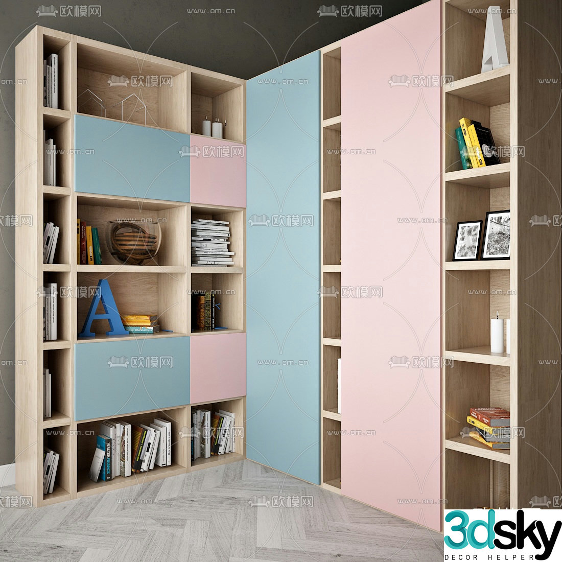 Modern solid wood children’s decorative cabinet 3d model