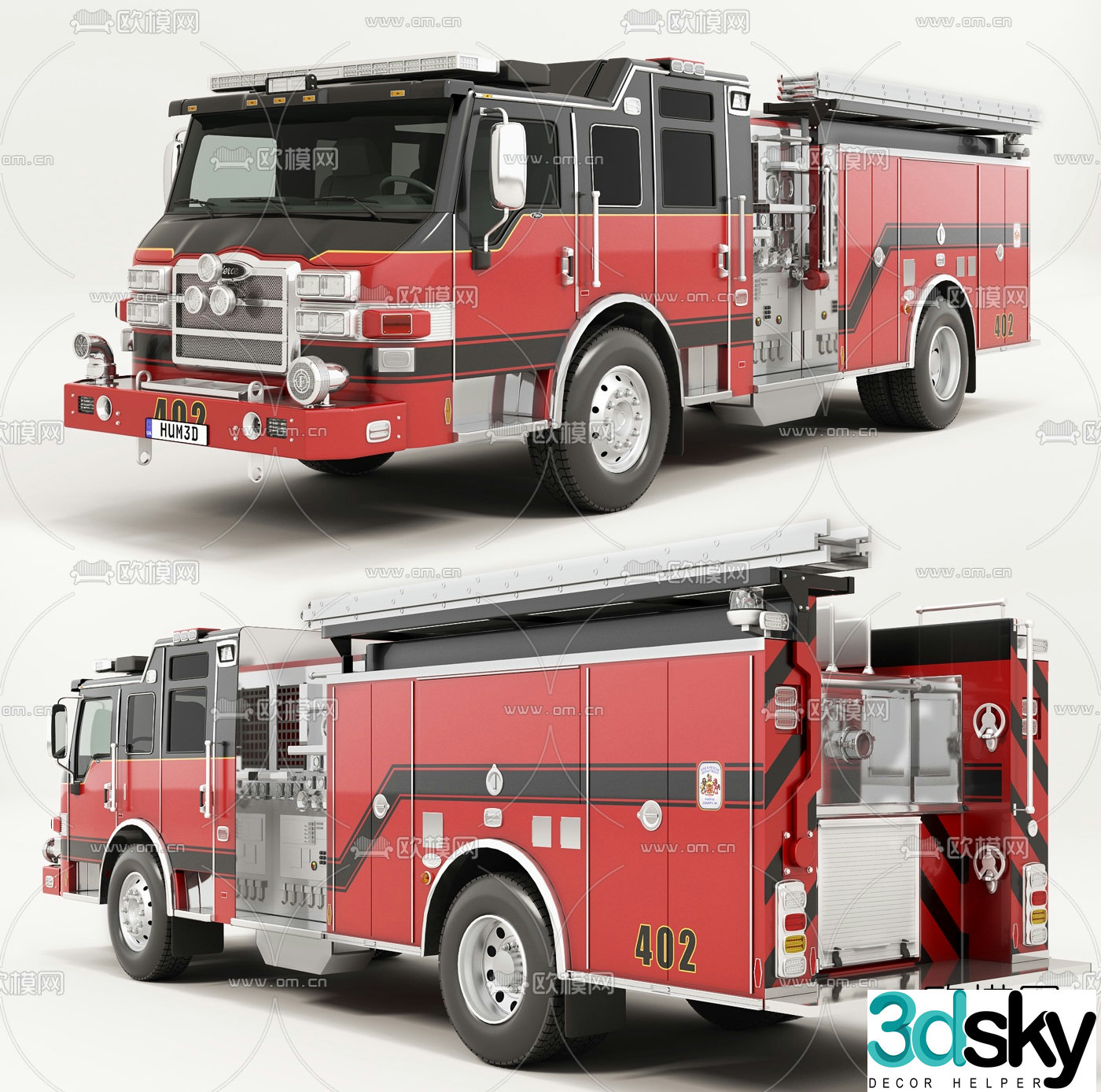 Modern fire truck 3d model