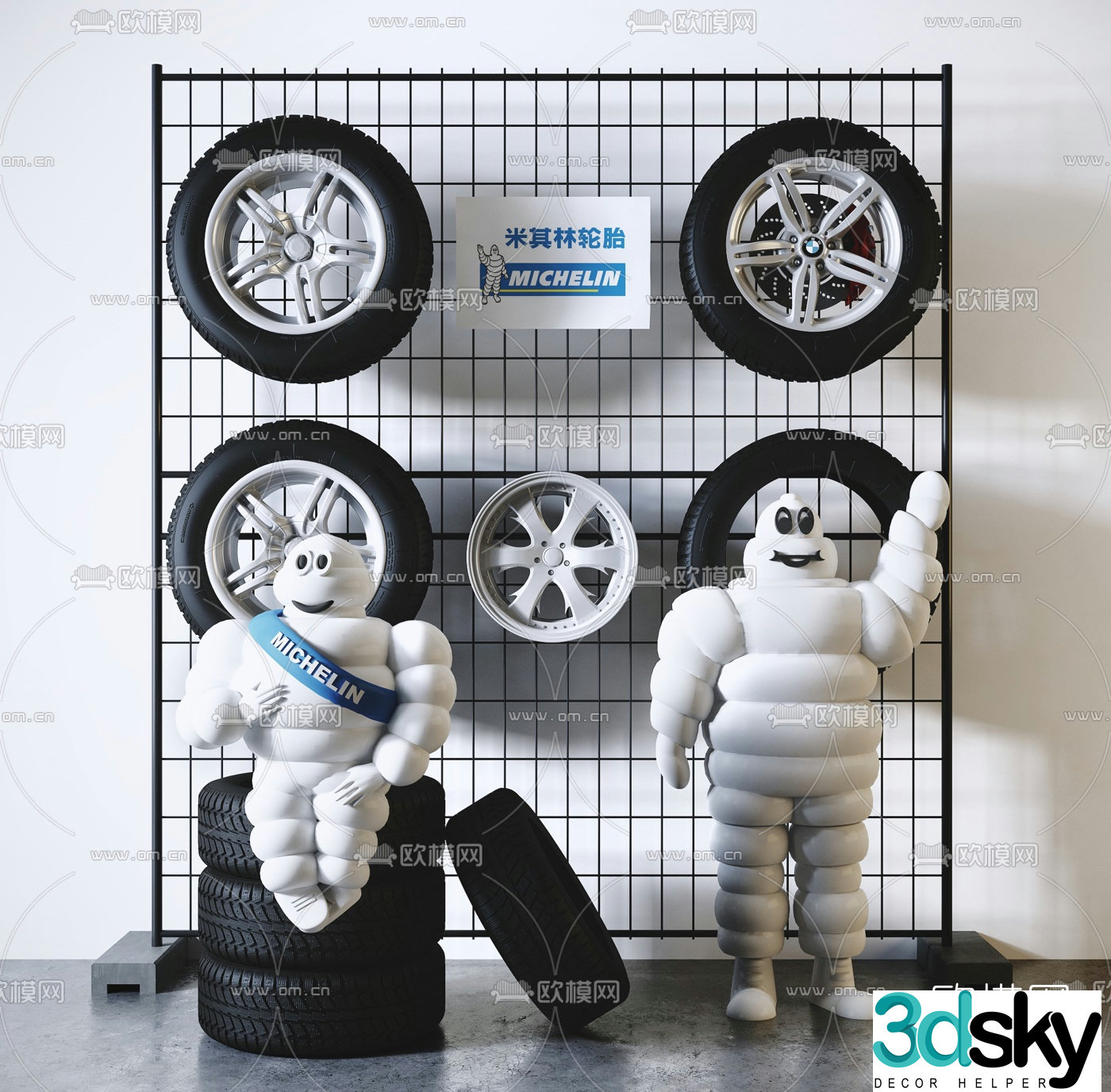 Modern Michelin tire 3d model
