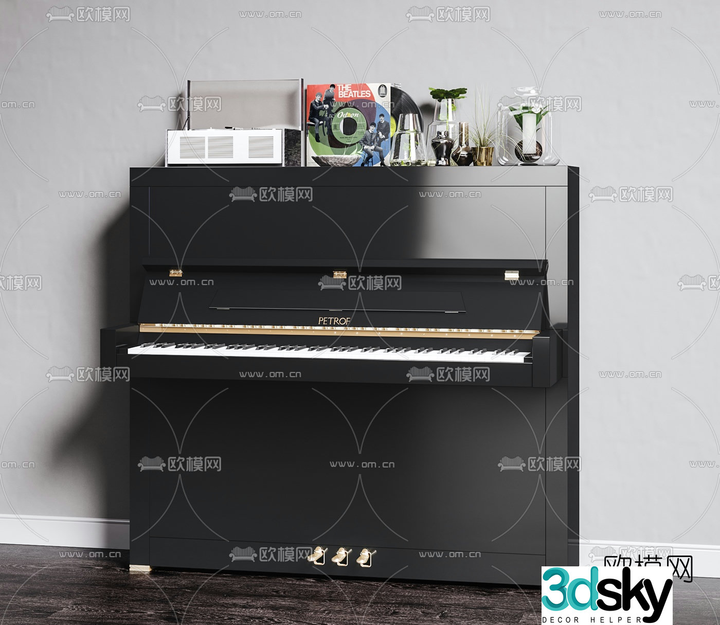 Modern musical instrument piano 3d model