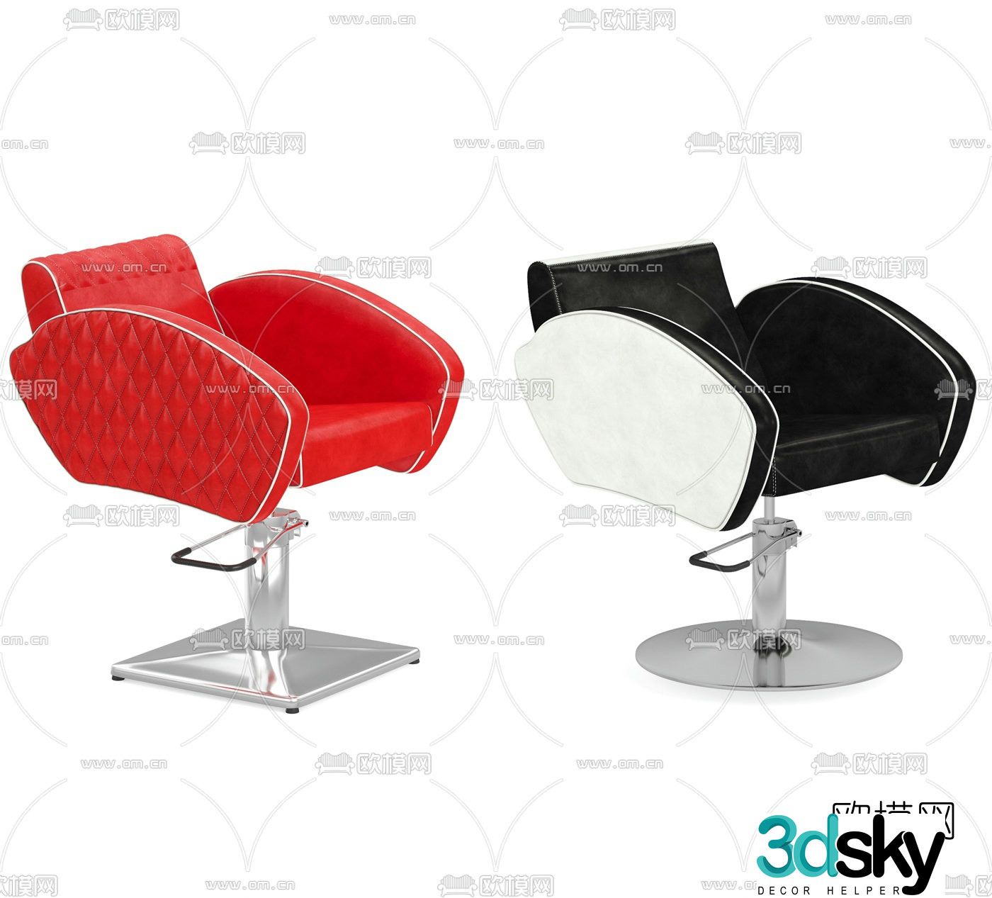 Modern leather barber chair 3d model