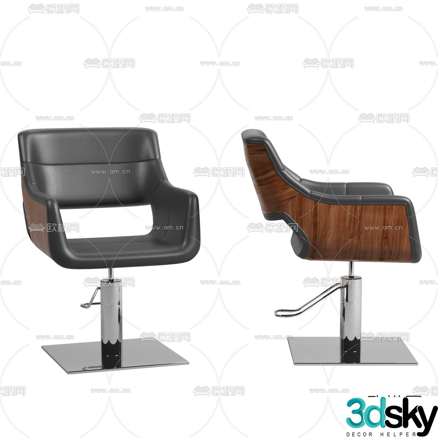 Modern leather barber chair 3d model
