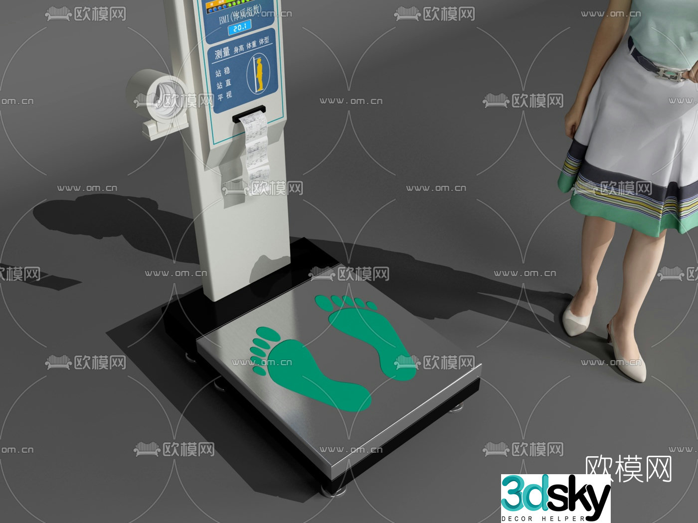 Modern medical electronic body scale 3d model