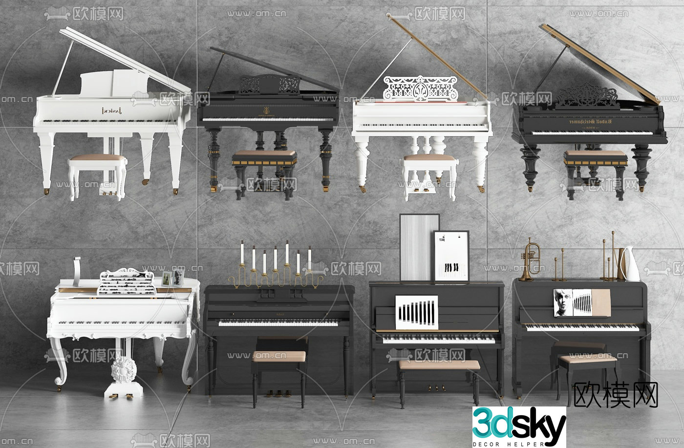 European musical instrument piano 3d model