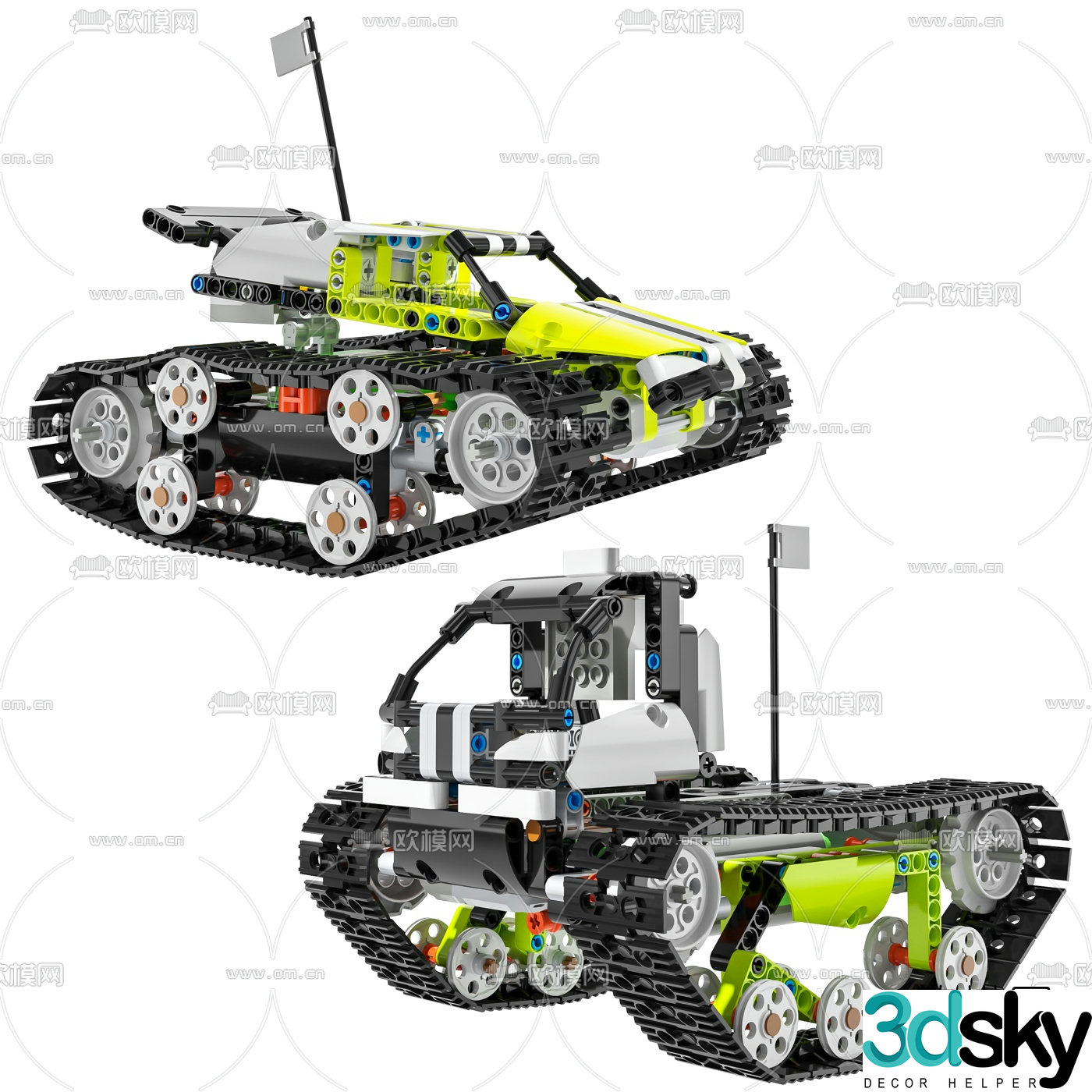 Modern tracked tank lego toy 3d model