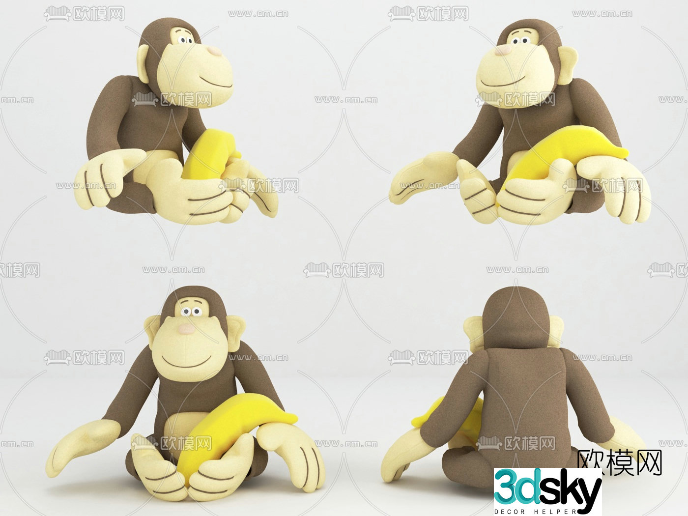 Modern monkey ragdoll toy 3d model