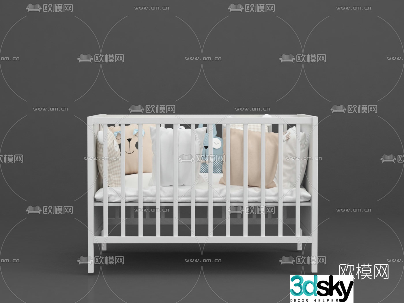 Modern solid wood crib 3d model