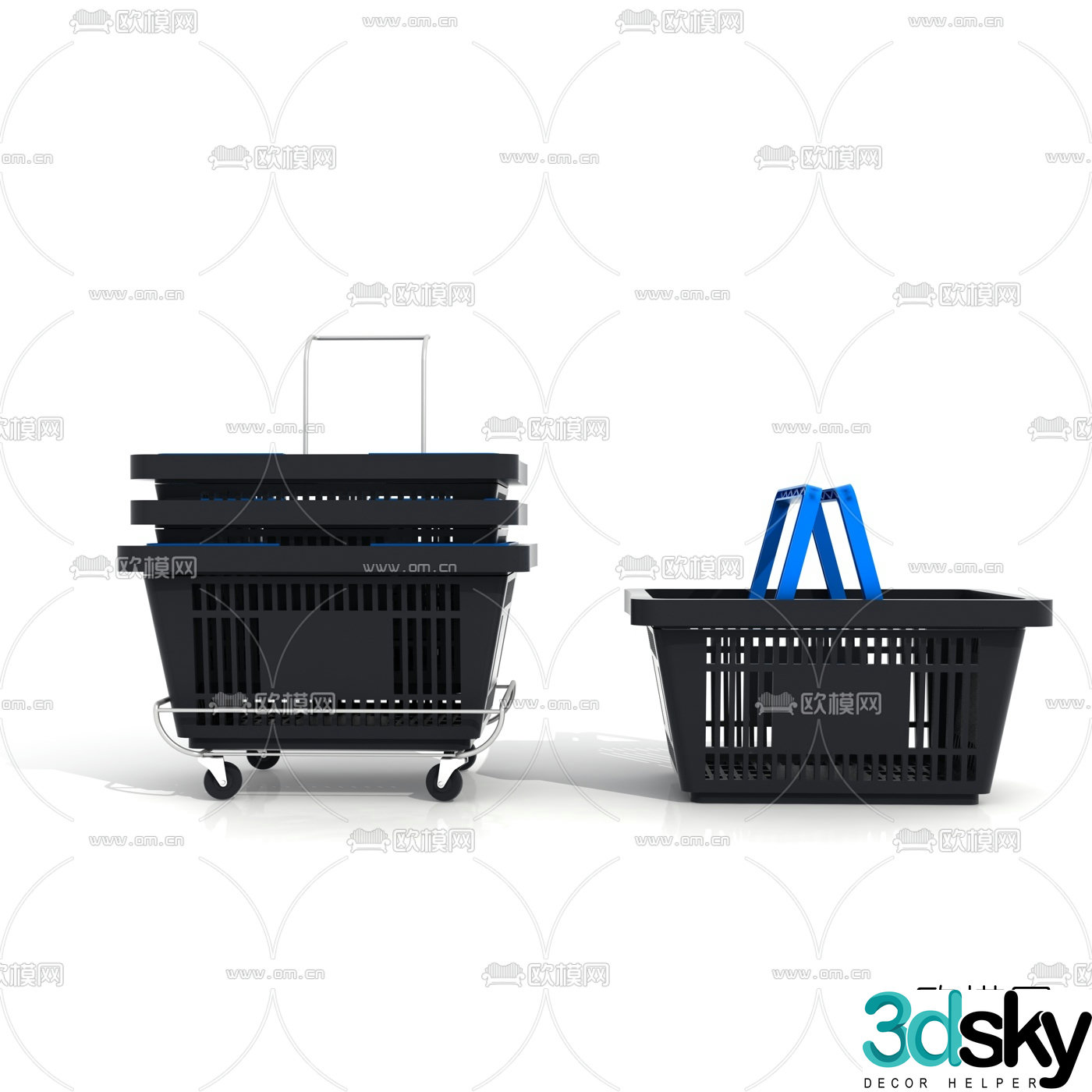 Modern portable shopping basket 3d model
