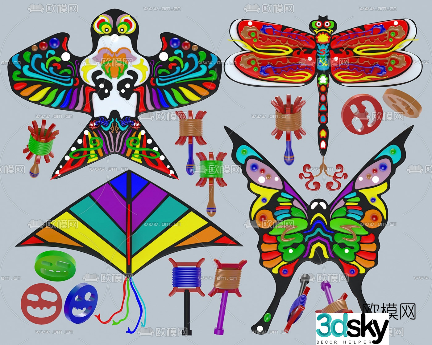 Modern toy kite 3d model