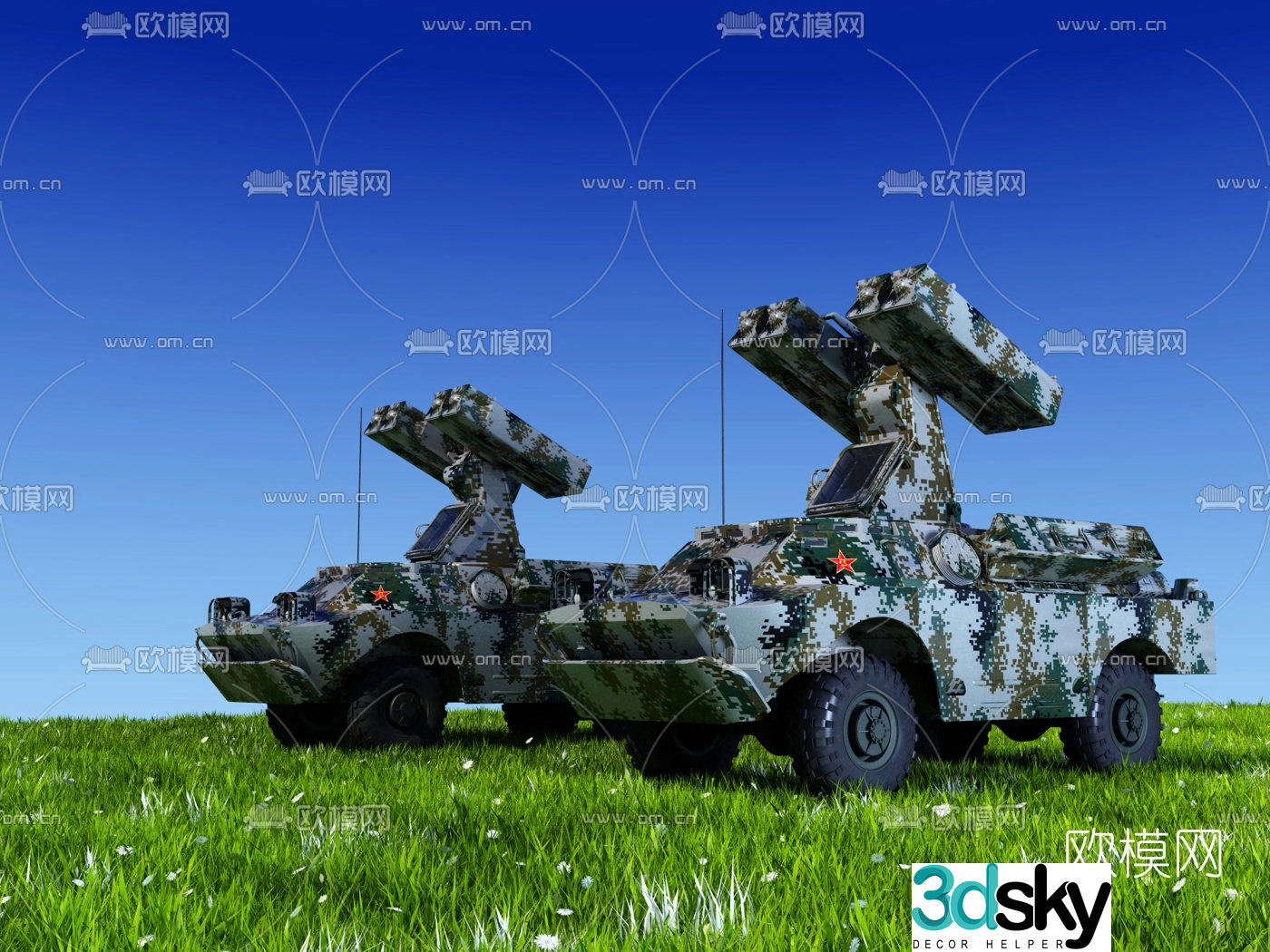 Modern surface-to-air wheeled anti-aircraft missile 3d model