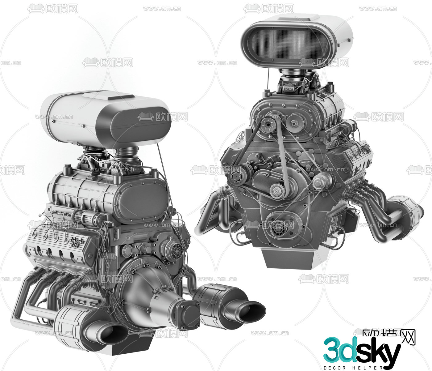 Industrial wind engine 3d model