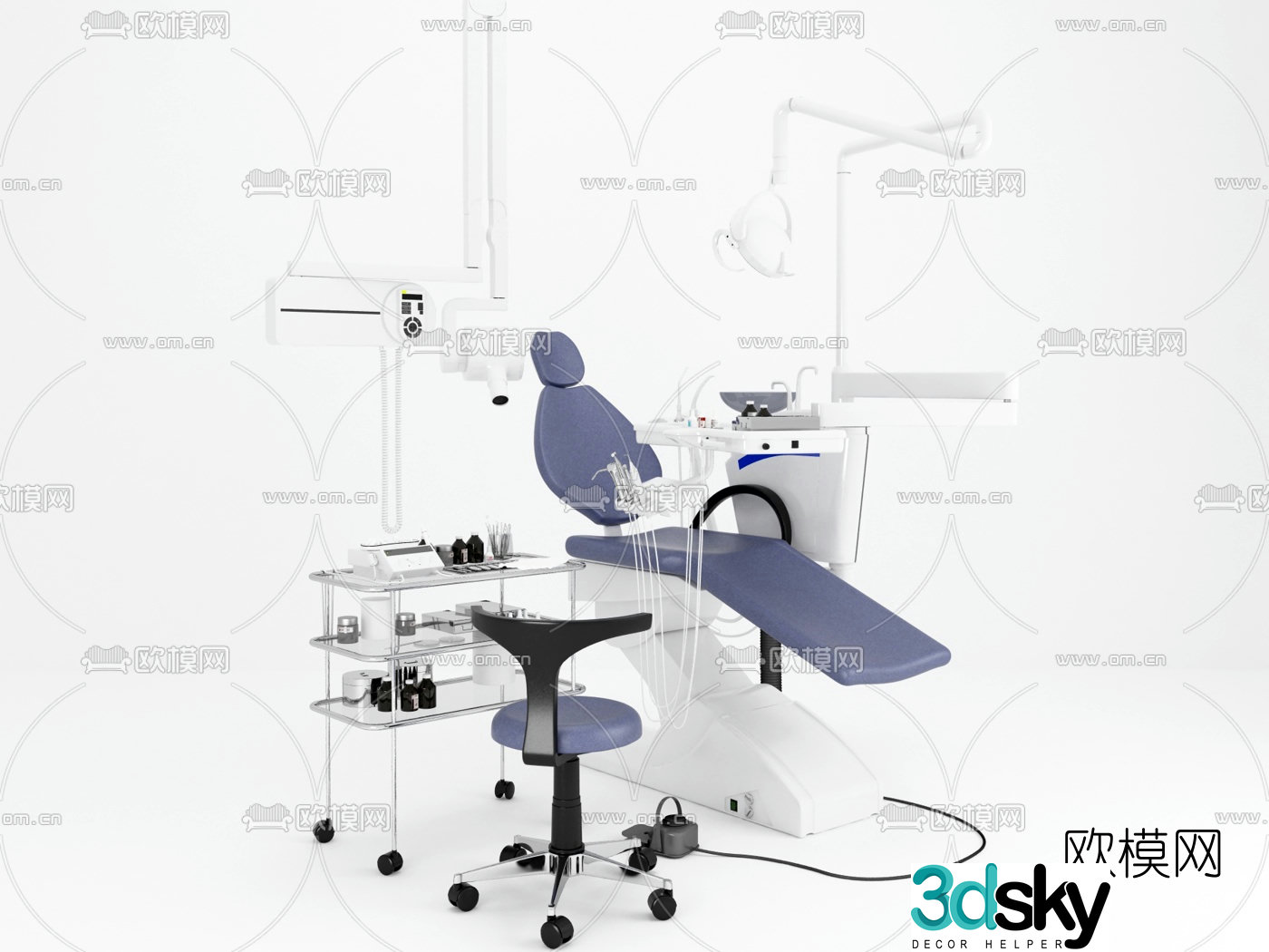 Modern hospital dental treatment chair 3d model