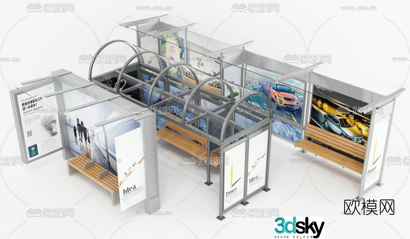 Modern bus station platform 3d model