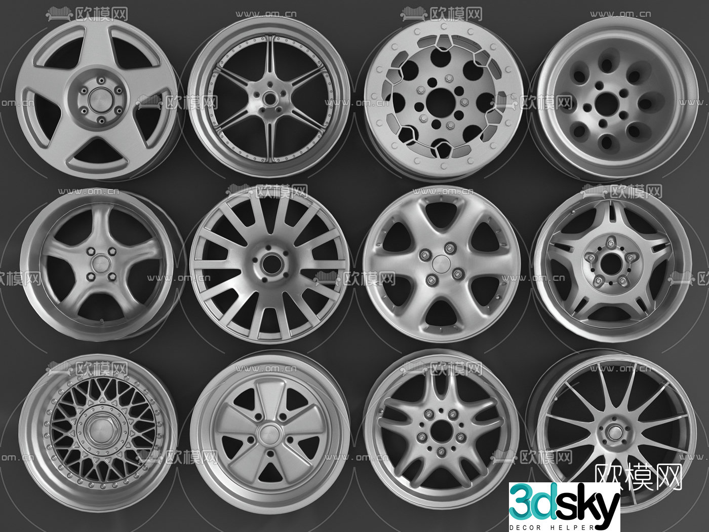 Industrial style car wheel 3d model
