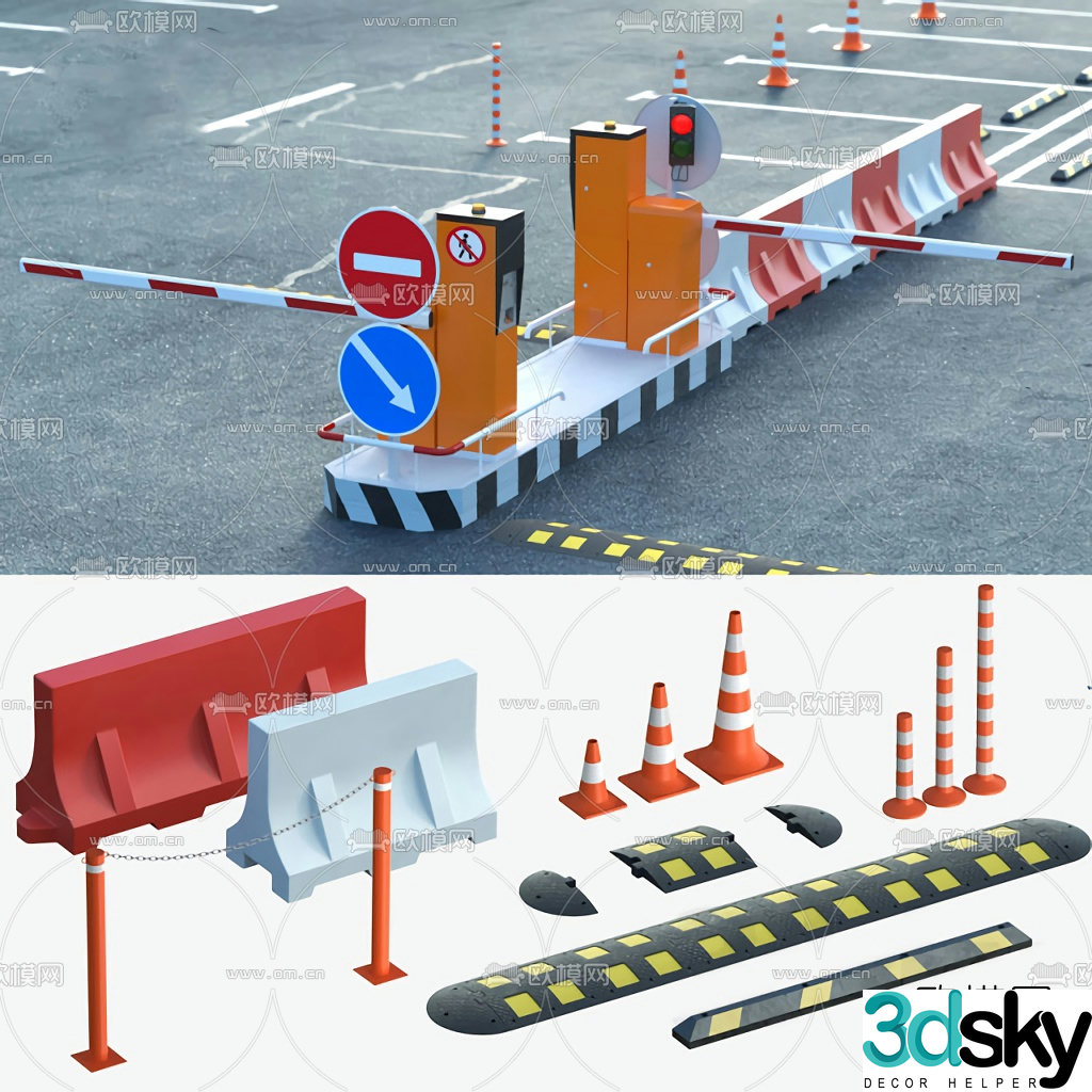 Modern roadblock toll entrance 3d model