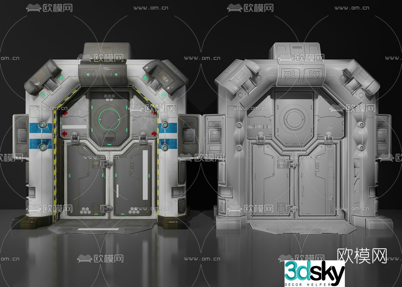 Industrial style spaceship hatch 3d model